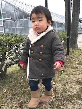 「combimini（コンビミニ）のアイテム（ジャケット/アウター）」を使った、☆かいじゅう☆さん（キッズ・80cm）の冬コーディネート
