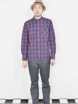 「 ボタンダウンシャツ」｜ロケットシップさん（メンズ・182cm）の秋コーディネート