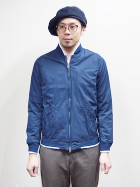 「NEVER TRUST（ネバートラスト）のアイテム（ブルゾン）」を使った、ロケットシップさん（メンズ・182cm）の秋コーディネート