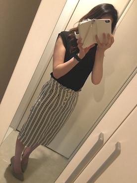 「Heather（ヘザー）の【冷感機能素材】ノースリポケTEE  724169（Tシャツ/カットソー）」を使った、mmm.さん（レディース・161cm）の夏コーディネート
