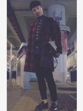 「アイテム（ノーカラージャケット）」を使った、Daniel zhangmoさん（メンズ・170cm・20代）の夏コーディネート