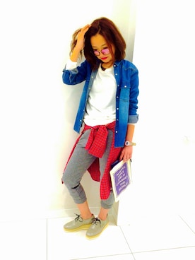 「アイテム（その他シューズ、グレー系）」を使った、GU_cbAsahiさん（レディース・160cm）の冬コーディネート