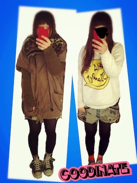 「タイツ×靴下」｜「アイテム（その他アウター）」を使った、RENさん（レディース・157cm）の冬コーディネート