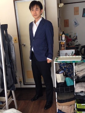 「アイテム（スーツジャケット）」を使った、中山克至さん（メンズ・173cm・40代）の夏コーディネート