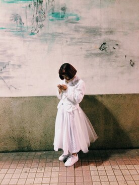 「JUNYA WATANABE COMME des GARCONS（ジュンヤワタナベコムデギャルソン）のアイテム（ブルゾン）」を使った、こにしゆりかさん（レディース・153cm）の秋コーディネート