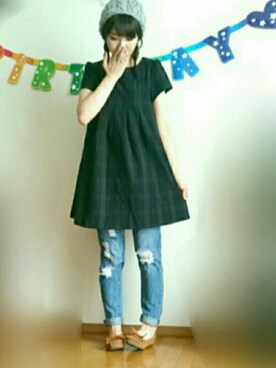 「Aラインワンピース」｜k.m♡mamaさん（レディース・156cm）の秋コーディネート