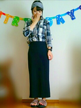 k.m♡mamaさんの「WOMEN メリノブレンドリブスカート」を使ったコーディネート