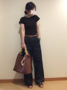 「リブT」｜「アイテム（財布/小物）」を使った、c__s86さん（レディース・162cm）の秋コーディネート