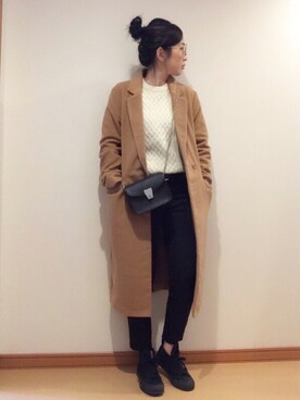 「titivate（ティティベイト）のアイテム（チェスターコート）」を使った、c__s86さん（レディース・162cm）の秋コーディネート