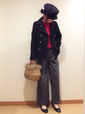 「NATURAL BEAUTY BASIC（ナチュラルビューティーベーシック）のアイテム（ピーコート）」を使った、c__s86さん（レディース・162cm）の秋コーディネート