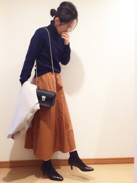 「くつした」｜「アイテム（チェスターコート）」を使った、c__s86さん（レディース・162cm）の秋コーディネート