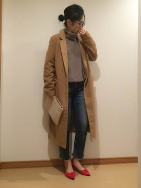 「titivate（ティティベイト）のアイテム（チェスターコート）」を使った、c__s86さん（レディース・162cm）の秋コーディネート