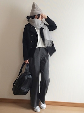 「NATURAL BEAUTY BASIC（ナチュラルビューティーベーシック）のアイテム（ピーコート）」を使った、c__s86さん（レディース・162cm）の秋コーディネート