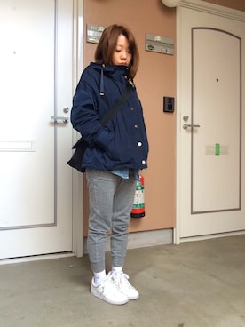 「アイテム（マウンテンパーカー、ブルー系）」を使った、aikoooさん（レディース・145cm）の春コーディネート