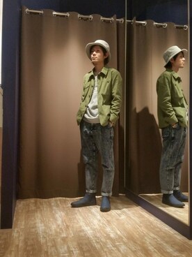 「GGD（ジージーディー）のアイテム（カバーオール）」を使った、HVCあまがさきキューズモール店さん（メンズ・172cm）の春コーディネート