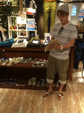「HVC（エイチブイシー）のアイテム（シューズ）」を使った、HVCあまがさきキューズモール店さん（メンズ・170cm）の夏コーディネート
