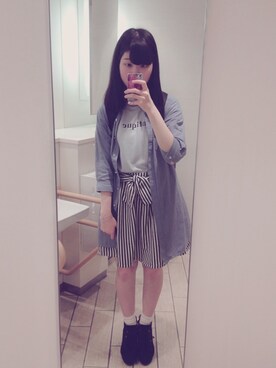 「ブルーコーデ」｜「アイテム（ブーティ）」を使った、SAKIさん（レディース・163cm）の春コーディネート