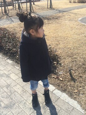 「NIKE（ナイキ）のアイテム（デニムパンツ）」を使った、swさん（キッズ・110cm）の冬コーディネート