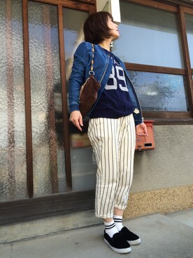 「Te chichi（テチチ）のアイテム（スラックス）」を使った、kaori_hinataさん（レディース・153cm）の春コーディネート