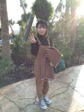 「USJ」｜「アイテム（ムートンコート）」を使った、kaori_hinataさん（レディース・153cm）の冬コーディネート