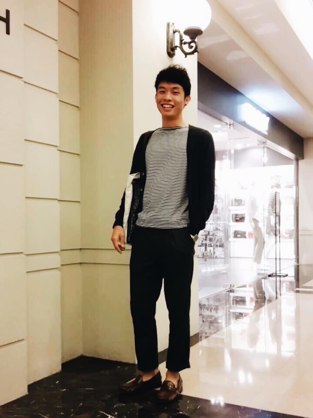 「POLO RALPH LAURENのアイテム（ドレスシューズ、ブラウン系）」を使った、均伯さん（メンズ・171cm）の春コーディネートの1枚目の写真