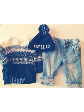 「H&M baby」｜「アイテム（帽子）」を使った、えりさん（キッズ・70cm）の冬コーディネート