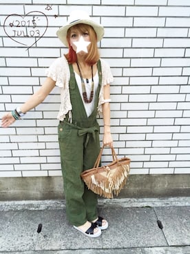 「サロペ部夏祭り♡」｜SHIshaMOmo☆さん（レディース・159cm）の夏コーディネート