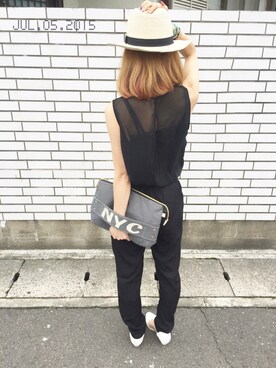 「KOBE LETTUCE（コウベレタス）のアイテム（つなぎ/オールインワン）」を使った、SHIshaMOmo☆さん（レディース・159cm）の夏コーディネート