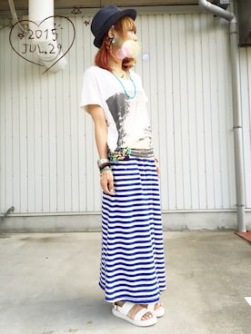「ミカヅキモモコ（ミカヅキモモコ）のアイテム（ピアス（両耳用））」を使った、SHIshaMOmo☆さん（レディース・159cm）の夏コーディネート