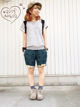 「キャンプ」｜「アイテム（財布/小物）」を使った、SHIshaMOmo☆さん（レディース・159cm）の夏コーディネート