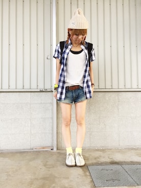 「SUGAR CANE（シュガーケーン）のアイテム」を使った、SHIshaMOmo☆さん（レディース・159cm）の夏コーディネート