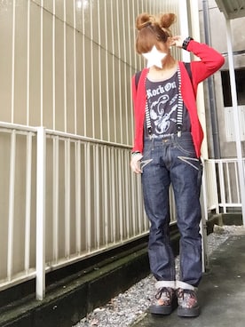「アイテム（サスペンダー）」を使った、SHIshaMOmo☆さん（レディース・158cm）の秋コーディネート