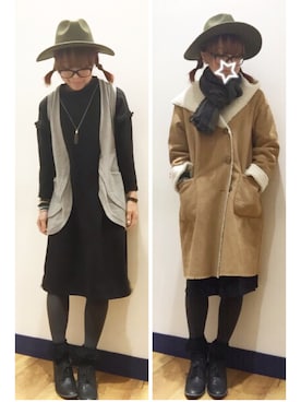 「スウェットワンピース」｜「アイテム（福袋/福箱）」を使った、SHIshaMOmo☆さん（レディース・158cm）の冬コーディネート