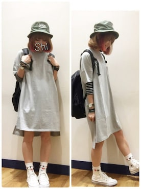 「※ALPHA（アルファ）のアイテム（バックパック/リュック）」を使った、SHIshaMOmo☆さん（レディース・158cm）の春コーディネート