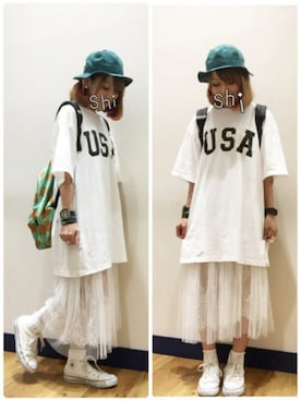 「アイテム（ラッピングキット、レッド系）」を使った、SHIshaMOmo☆さん（レディース・158cm）の夏コーディネート