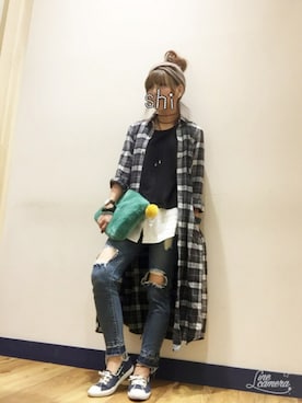 「チョーカートップス」｜「アイテム（アクセサリー）」を使った、SHIshaMOmo☆さん（レディース・158cm）の秋コーディネート