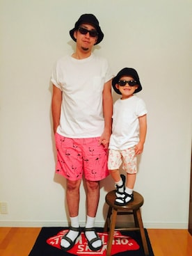 「petit main（プティマイン）のアイテム（シューズ）」を使った、リトさん（キッズ・100cm）の夏コーディネート