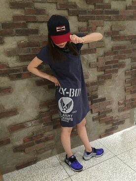 「AVIREX（アヴィレックス）のavirex/アヴィレックス/ MESH CAP AVIREX MFG/メッシュ　キャップ　AVIREX MFG（キャップ）」を使った、Yukieさん（レディース・156cm）の春コーディネート