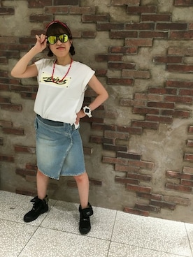 「TYPE BLUE（タイプブルー）のアイテム（スカート）」を使った、Yukieさん（レディース・156cm）の夏コーディネート