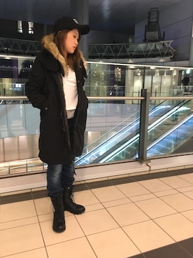 「アイテム（モッズコート）」を使った、Yukieさん（レディース・156cm）の秋コーディネート