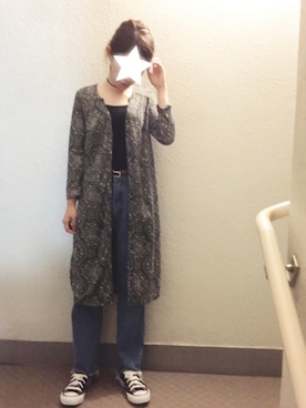 「切りっぱなしデニム」｜「アイテム（シャツワンピース）」を使った、chihirooさん（レディース・151cm）の秋コーディネート