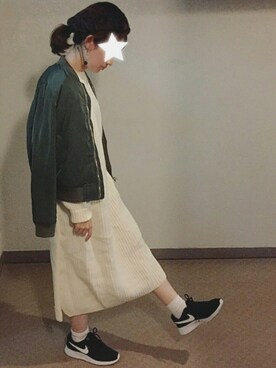 「A part by（アパートバイ）のアイテム（ブルゾン）」を使った、chihirooさん（レディース・151cm）の秋コーディネート