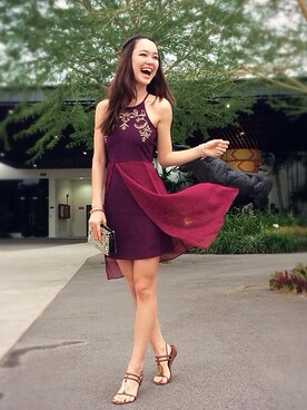 「アイテム（クラッチバッグ、その他）」を使った、Fiona Fussi さん（レディース・176cm）の冬コーディネート