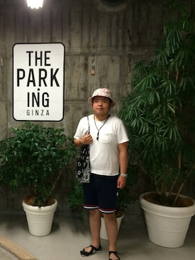 「Have a good time（ハバグッタイム）のアイテム（ハット）」を使った、サトシさん（メンズ・170cm）の夏コーディネート