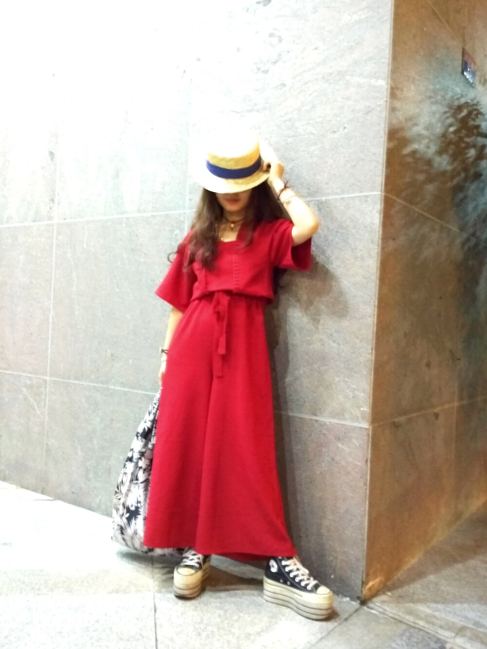「merry jenny、one spo、AZUL by moussy、NADIA、厚底サンダル、summer、ootd」｜「👒のアイテム（帽子、ベージュ系）」を使った、Seryouxxxさん（レディース・153cm）の夏コーディネートの1枚目の写真