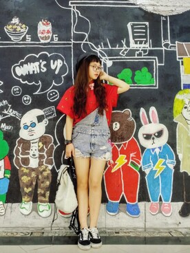 「Candy Stripper」｜「アイテム（オールインワン・サロペット）」を使った、Seryouxxxさん（レディース・153cm）の秋コーディネート