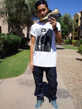 「Supreme （シュプリーム）のアイテム（Tシャツ/カットソー、ホワイト系）」を使った、Motoさん（メンズ）の冬コーディネート
