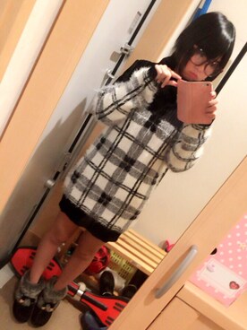 「INGNI（イング）のアイテム（ワンピース、ブラック系）」を使った、ぱいんさん（レディース・158cm）の冬コーディネート