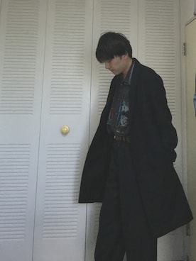 「ワイドスラックス」｜「アイテム（チェスターコート）」を使った、tictakさん（メンズ・172cm）の冬コーディネート