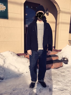 「スウェット×シャツ」｜やちさん（メンズ・170cm）の冬コーディネート